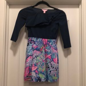 EUC Lilly Pulitzer Dress in Multi Fantasy Garden Print, size Medium (Girls 6-7)